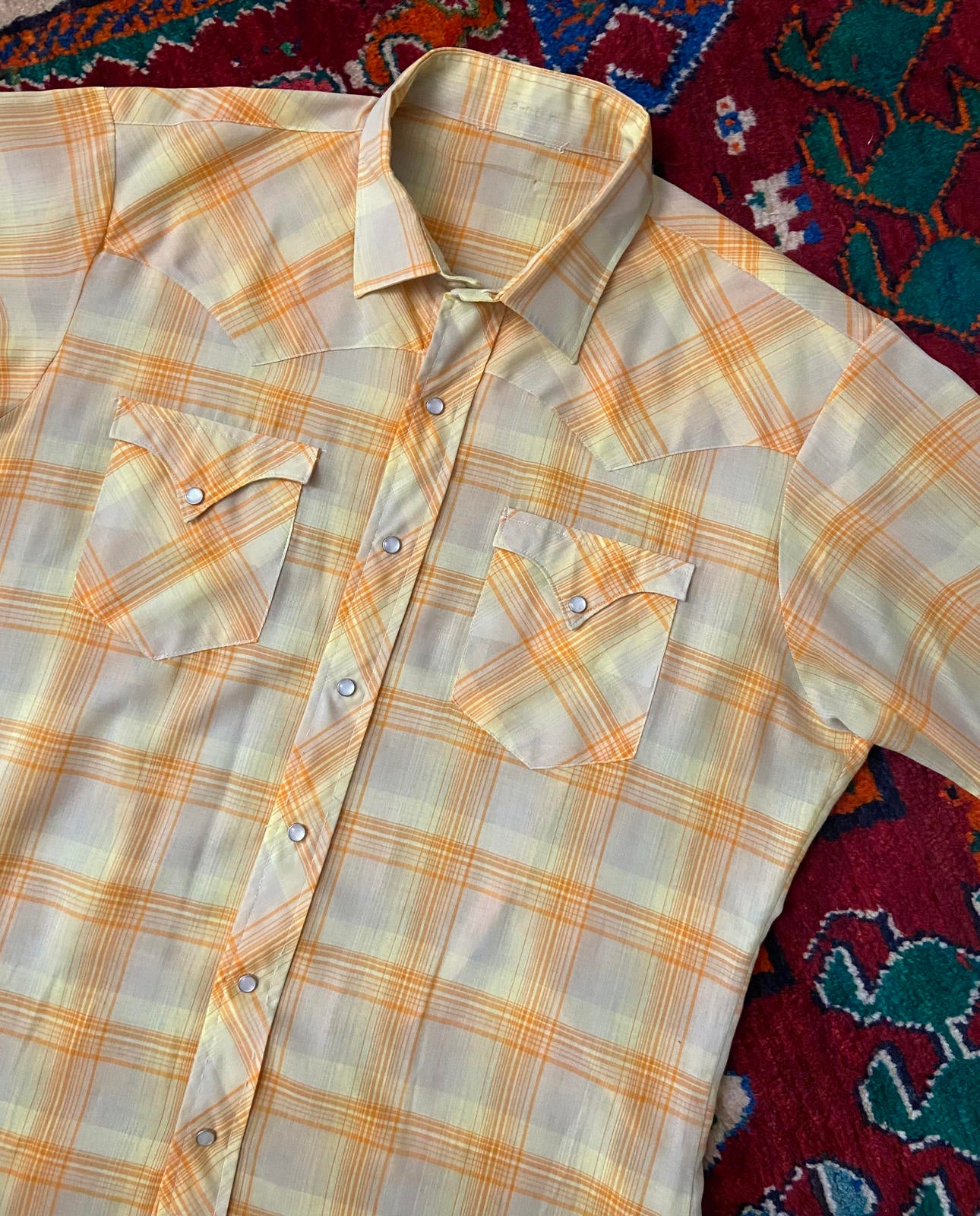 Vintage Short Sleeved Yellow Western Shirt