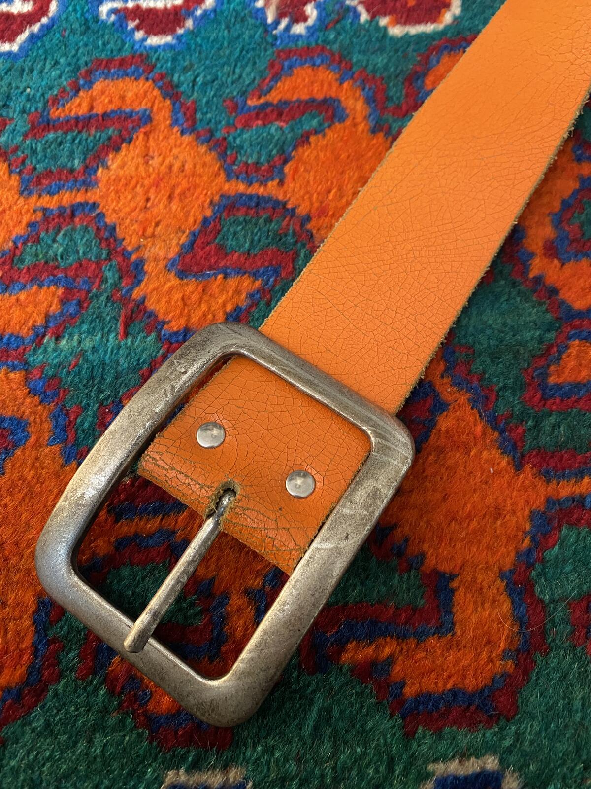 Vintage Wide Orange Leather Belt