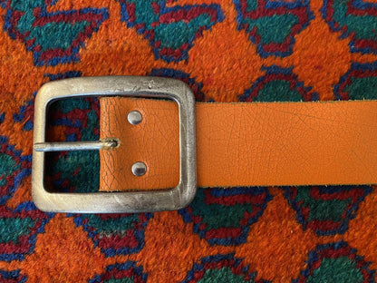 Vintage Wide Orange Leather Belt