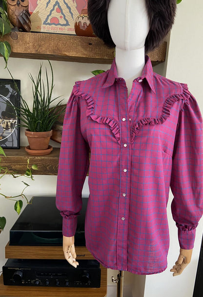 Vintage 1970s Rockmount Ranch Wear Western Prairie Blouse