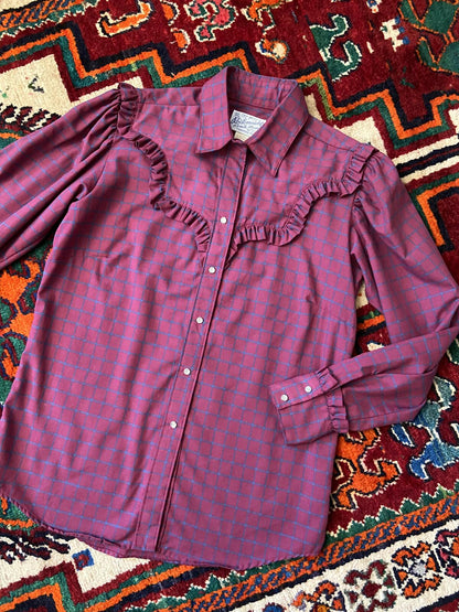 Vintage 1970s Rockmount Ranch Wear Western Prairie Blouse