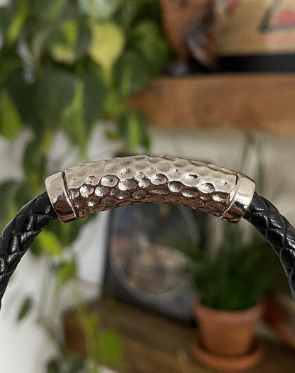 Vintage Sterling Silver & Leather Bracelet