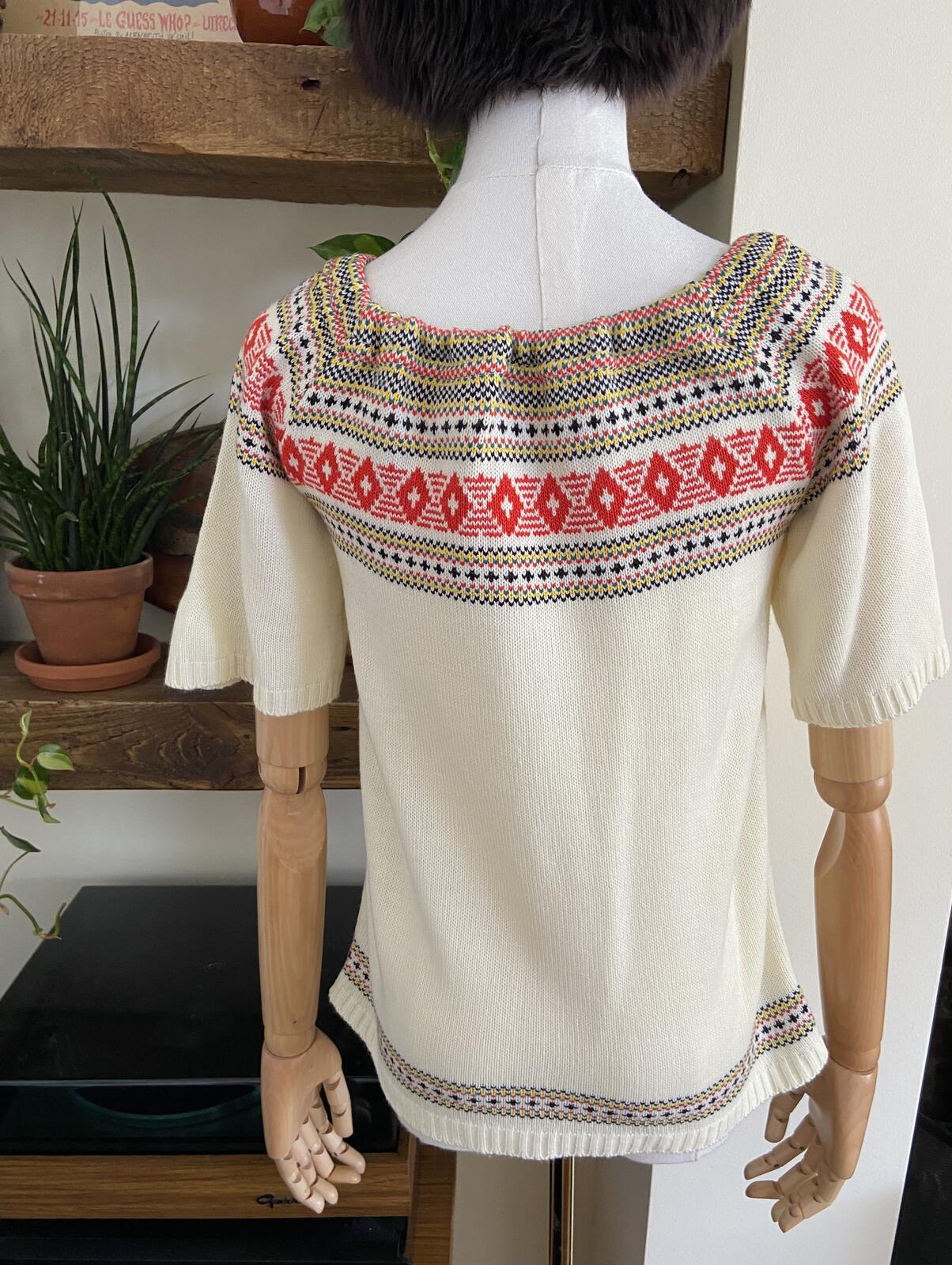 Vintage 1970s Cream Folk Jumper