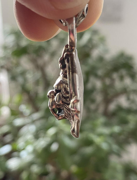 Chunky Sterling Silver Lions Head Pendant