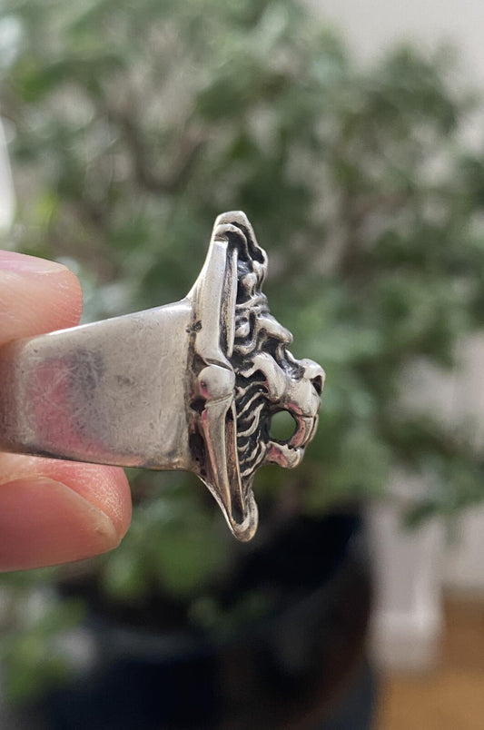Chunky Sterling Silver Lion's Head Ring
