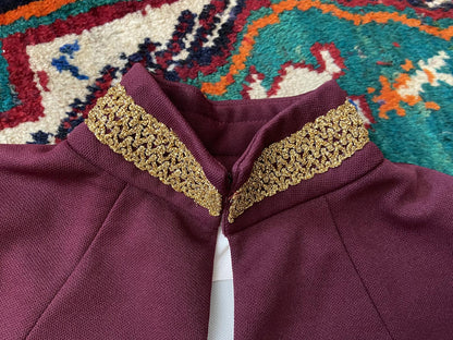 Vintage 1970s Burgundy Medieval Revival Dress And Cape
