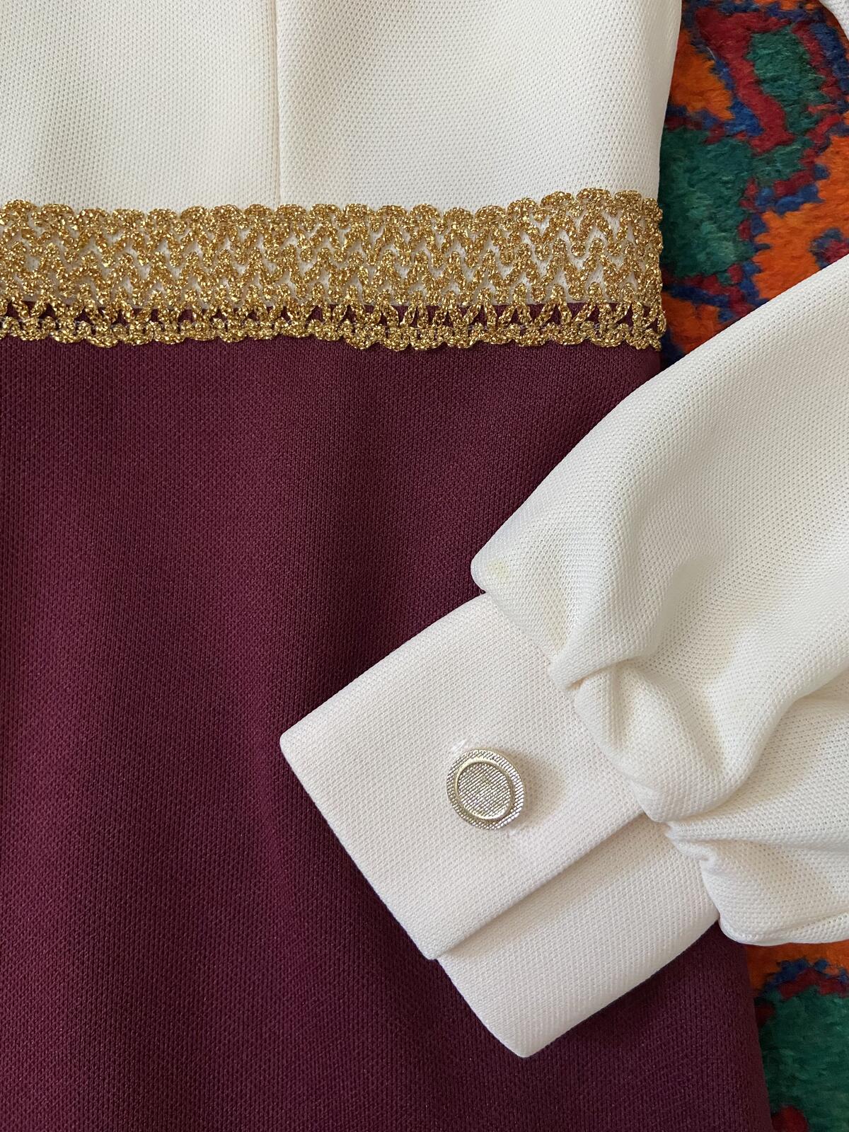 Vintage 1970s Burgundy Medieval Revival Dress And Cape