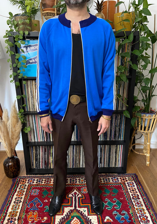 Vintage 1970s Blue Roundneck Track Top