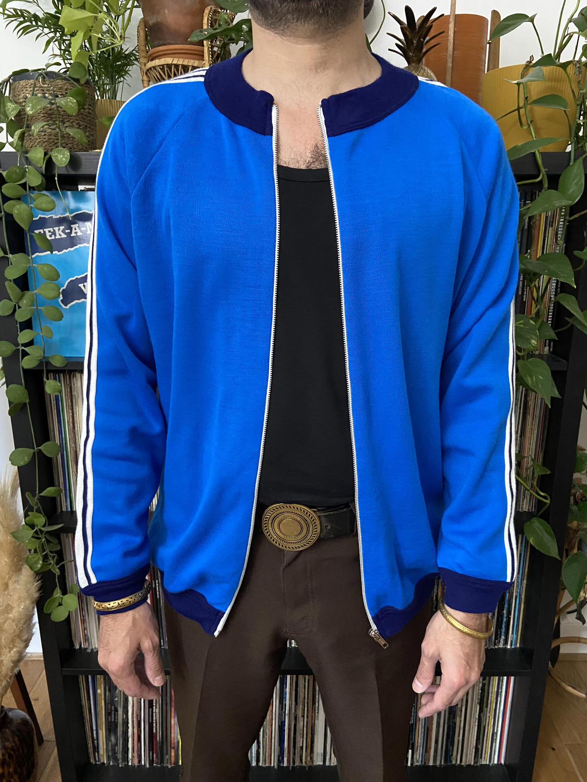 Vintage 1970s Blue Roundneck Track Top