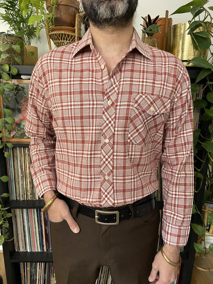 Vintage 1970s Terracotta & White Deadstock Shirt