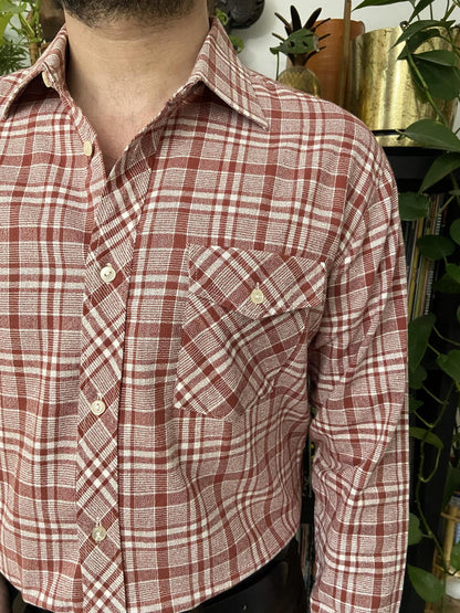 Vintage 1970s Terracotta & White Deadstock Shirt