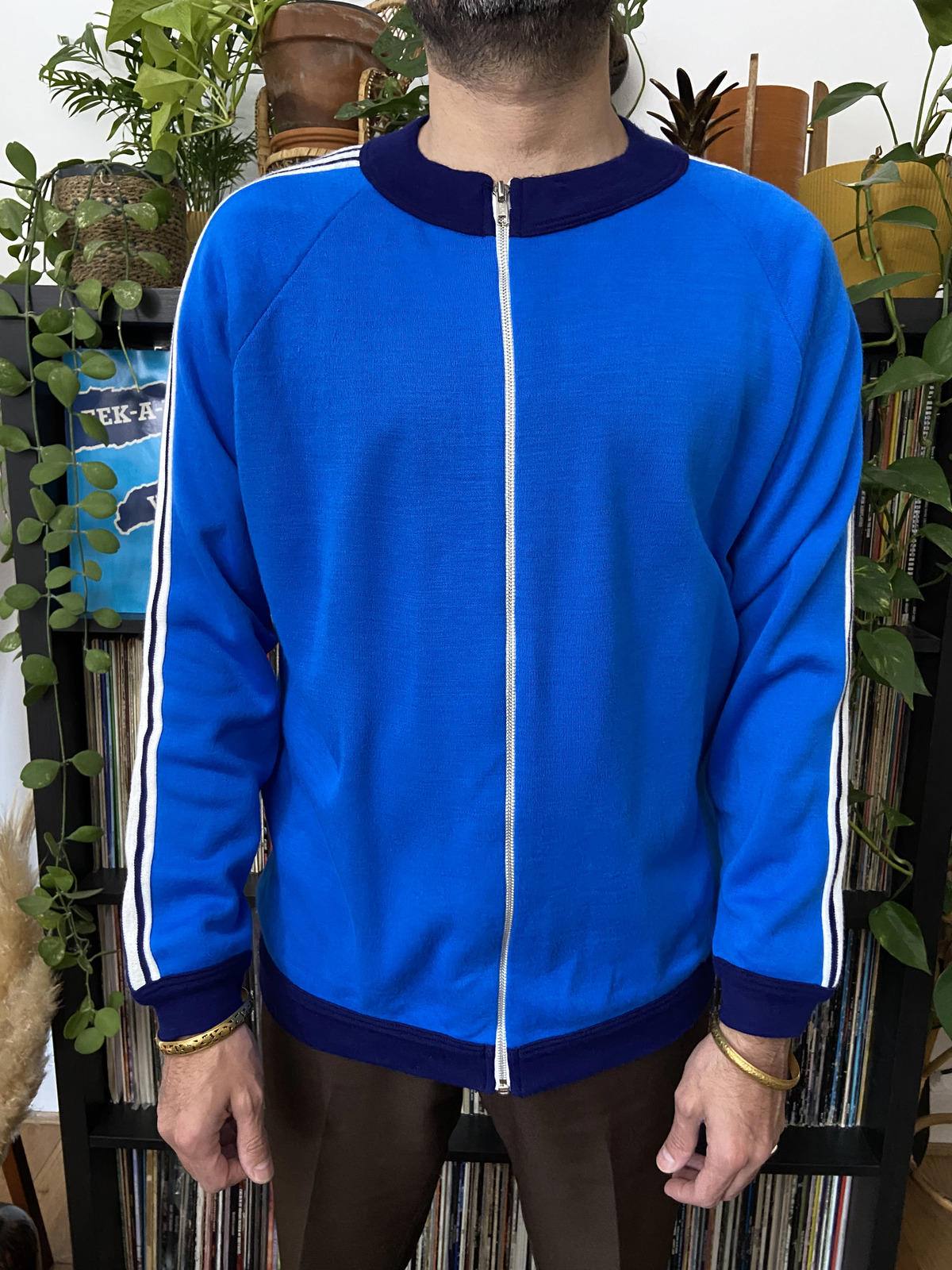 Vintage 1970s Blue Roundneck Track Top