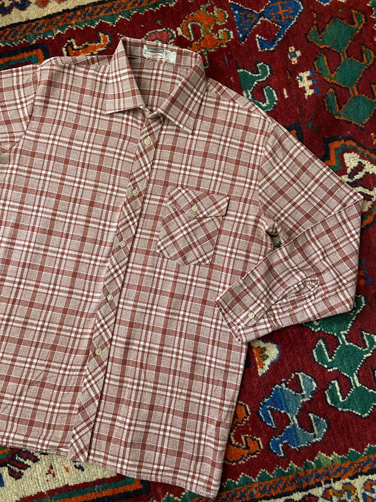 Vintage 1970s Terracotta & White Deadstock Shirt