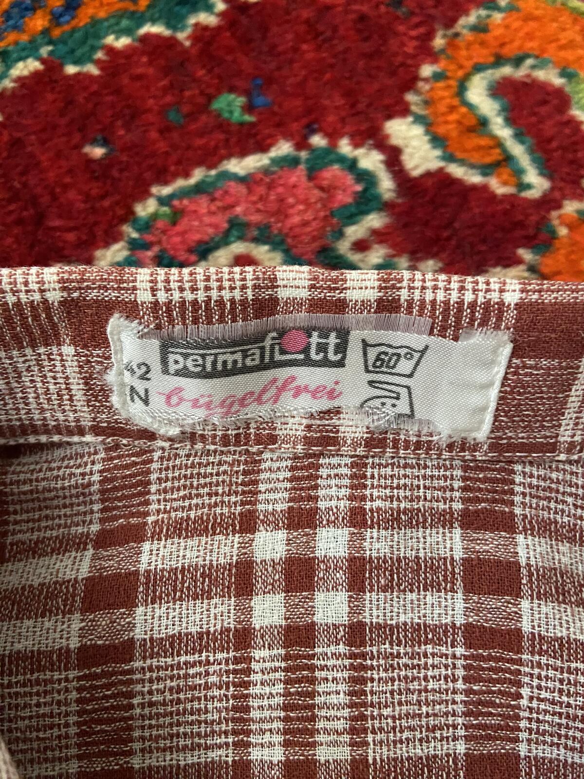 Vintage 1970s Terracotta & White Deadstock Shirt