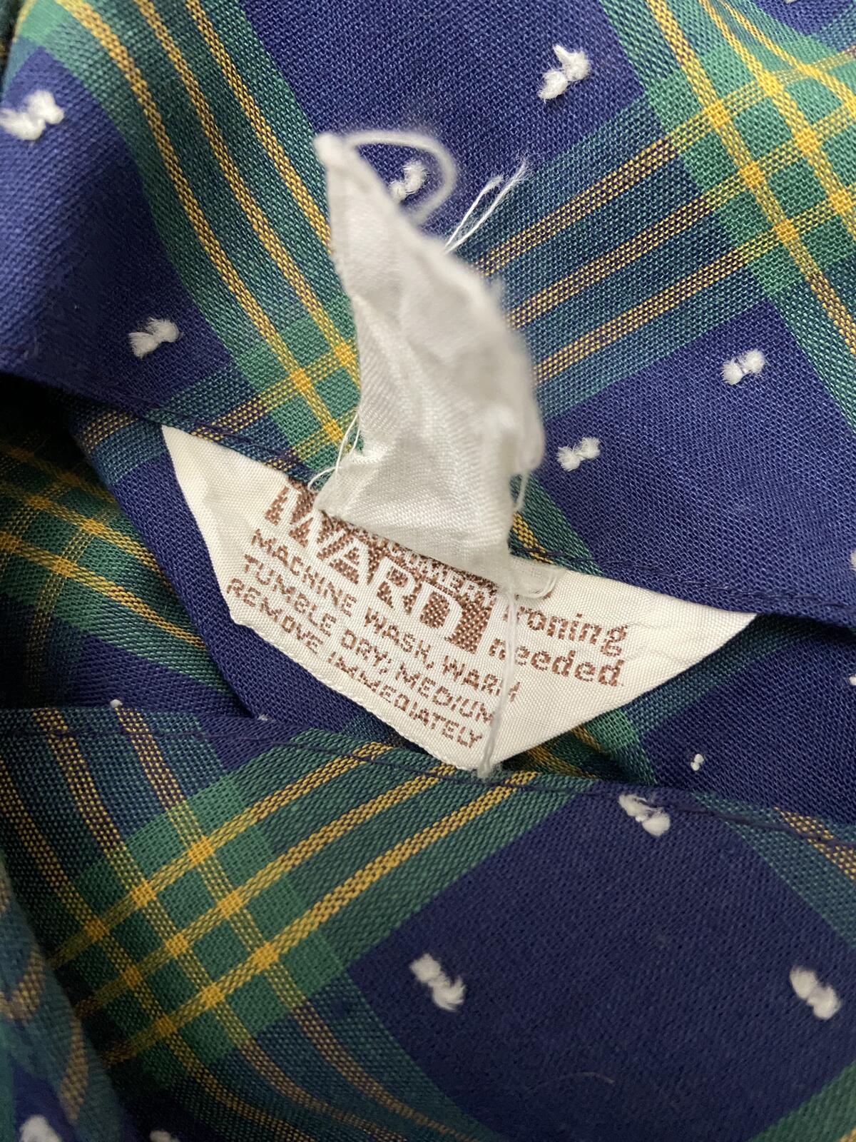 Vintage 1970s Navy Plaid Shift Dress