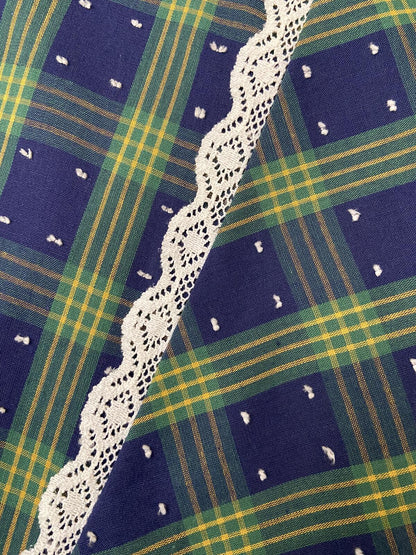 Vintage 1970s Navy Plaid Shift Dress