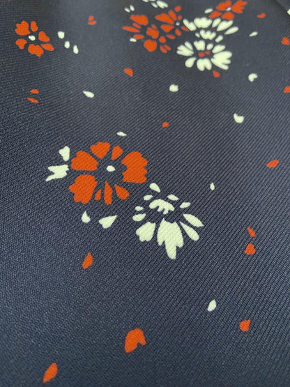 Vintage 1970s Navy Floral A-Line Skirt