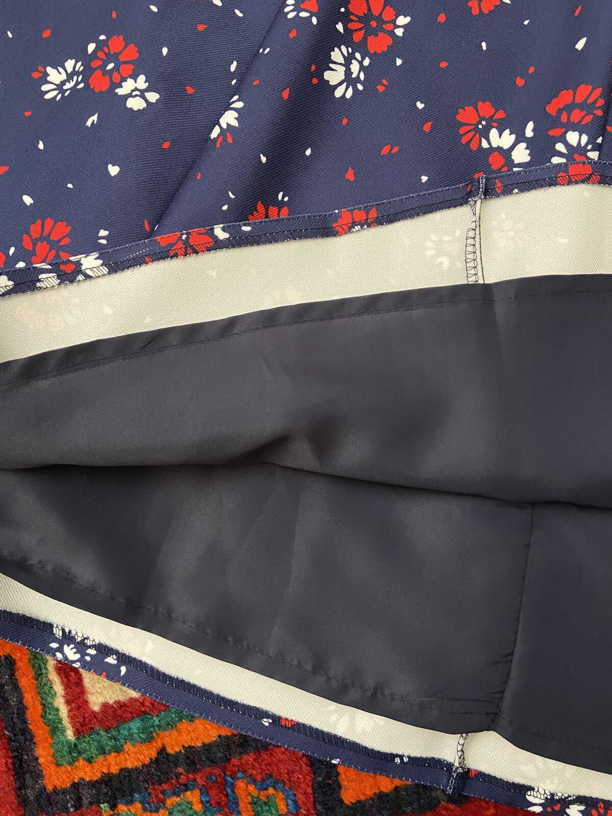 Vintage 1970s Navy Floral A-Line Skirt