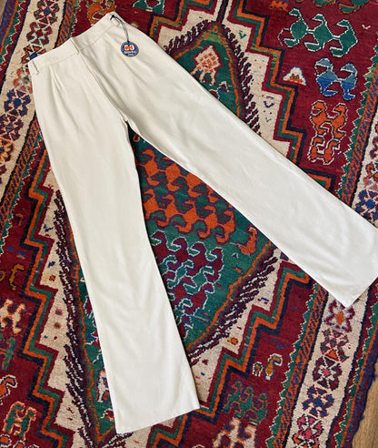 Vintage 1970s Cream Felt Patch Pocket Flares W28