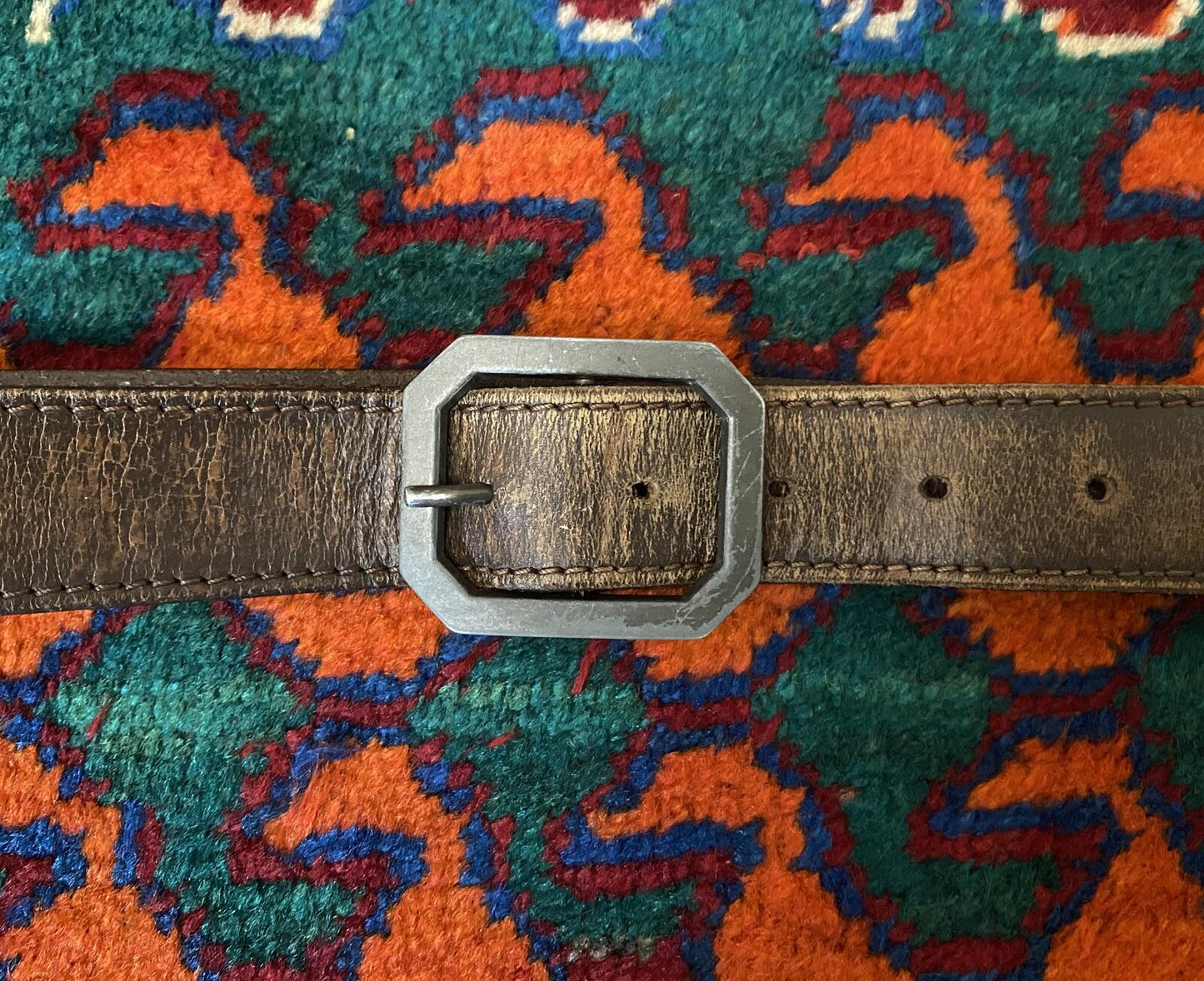 Vintage Hexagonal Buckle Belt