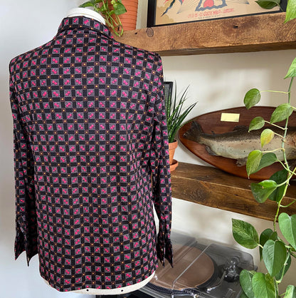 Vintage 1970s Black Pink Jersey Shirt