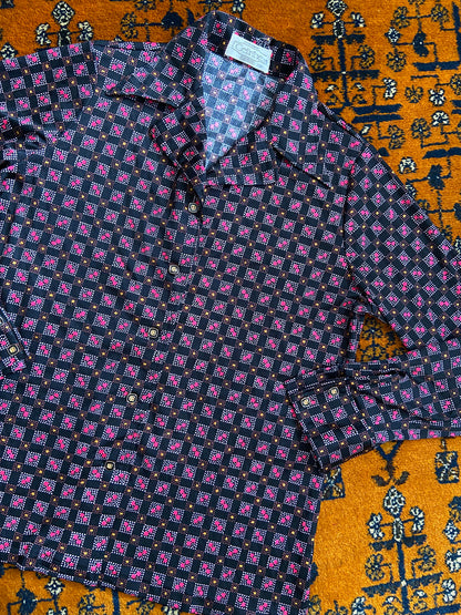 Vintage 1970s Black Pink Jersey Shirt