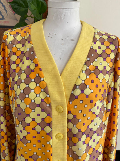 Vintage 1960s Yellow Retro Cardigan