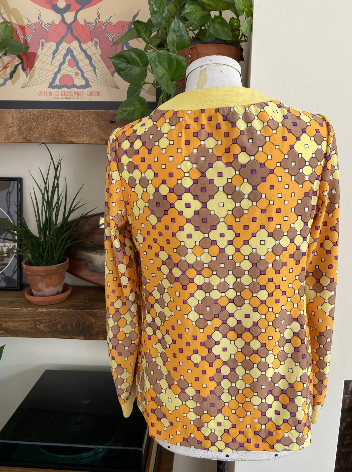 Vintage 1960s Yellow Retro Cardigan