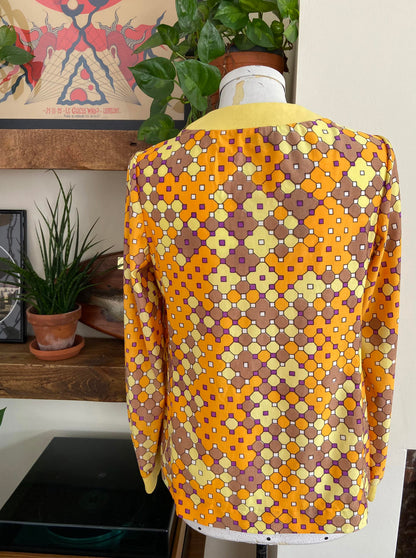 Vintage 1960s Yellow Retro Cardigan