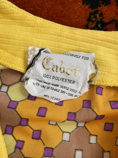 Vintage 1960s Yellow Retro Cardigan