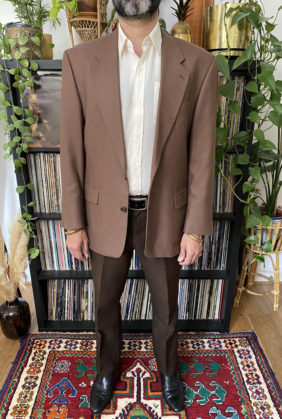 Vintage 1970s Brown New Wool Blazer Jacket