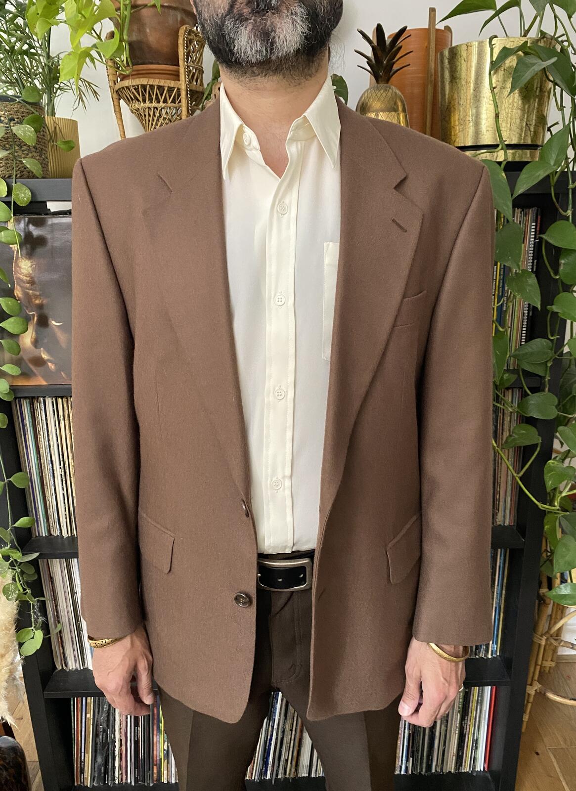 Vintage 1970s Brown New Wool Blazer Jacket