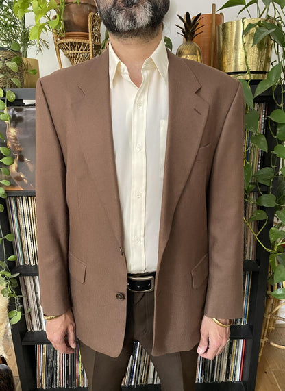 Vintage 1970s Brown New Wool Blazer Jacket