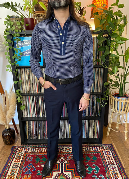Vintage Japanese 1970s Navy Jersey Top