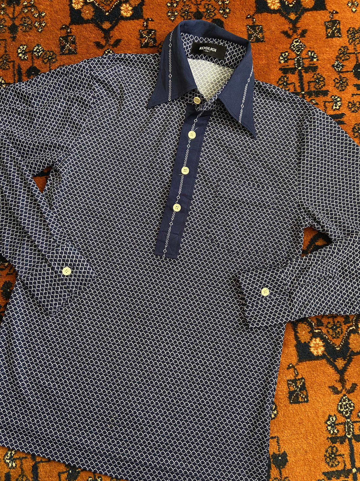 Vintage Japanese 1970s Navy Jersey Top