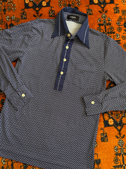 Vintage Japanese 1970s Navy Jersey Top