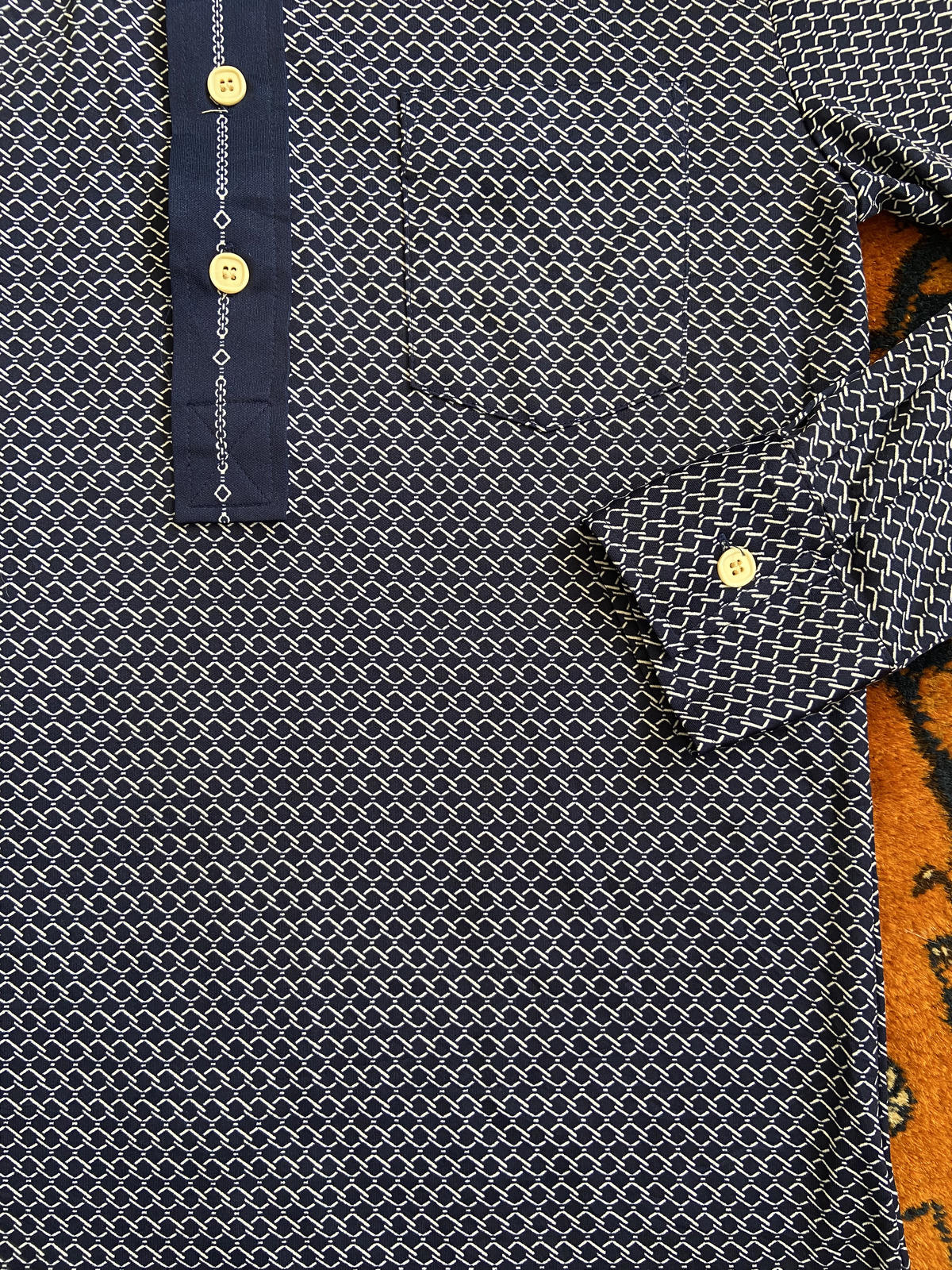 Vintage Japanese 1970s Navy Jersey Top
