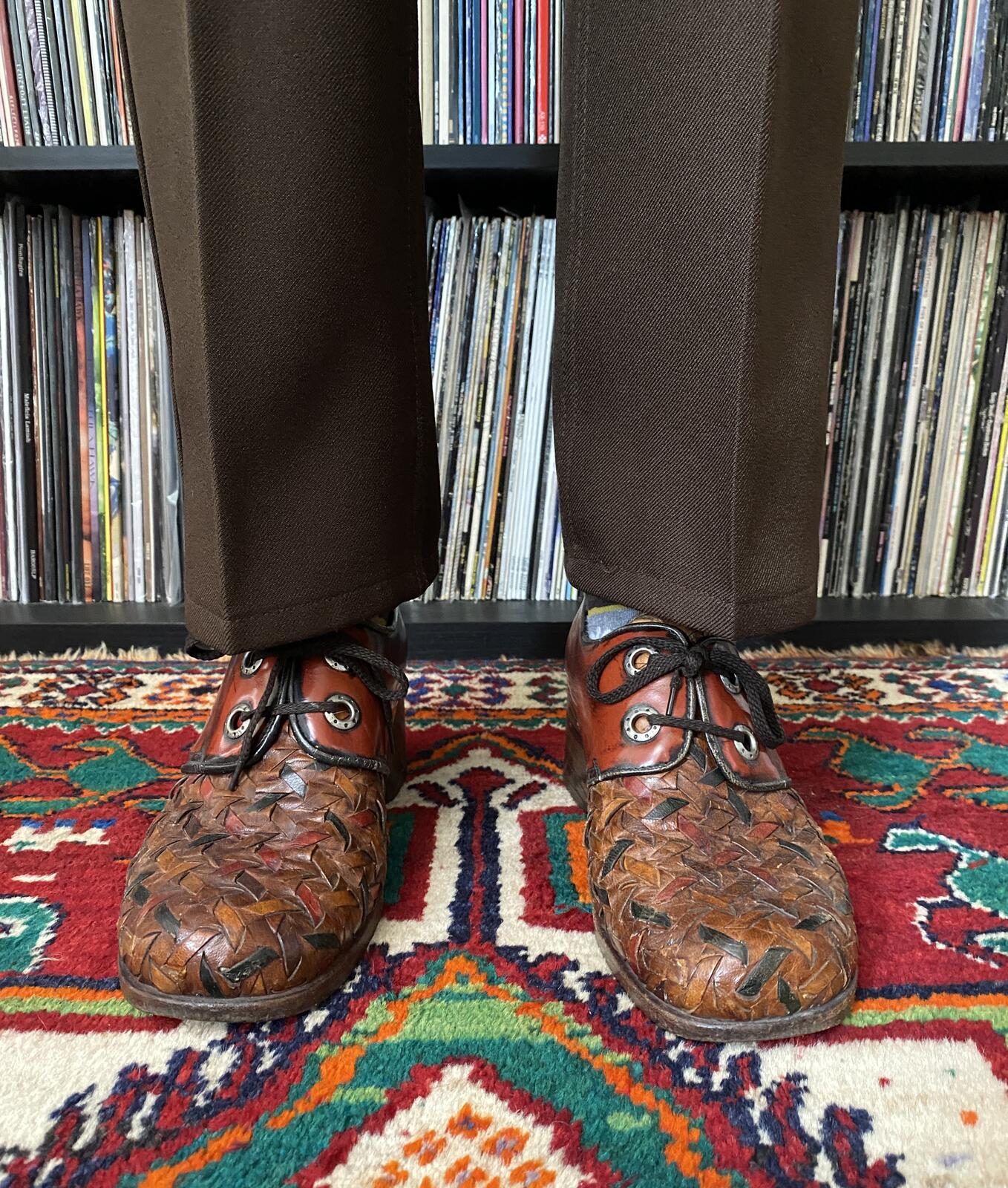 Vintage 1970s Russell & Bromley Woven Leather Shoes UK 10
