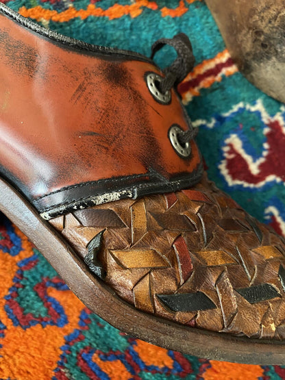 Vintage 1970s Russell & Bromley Woven Leather Shoes UK 10