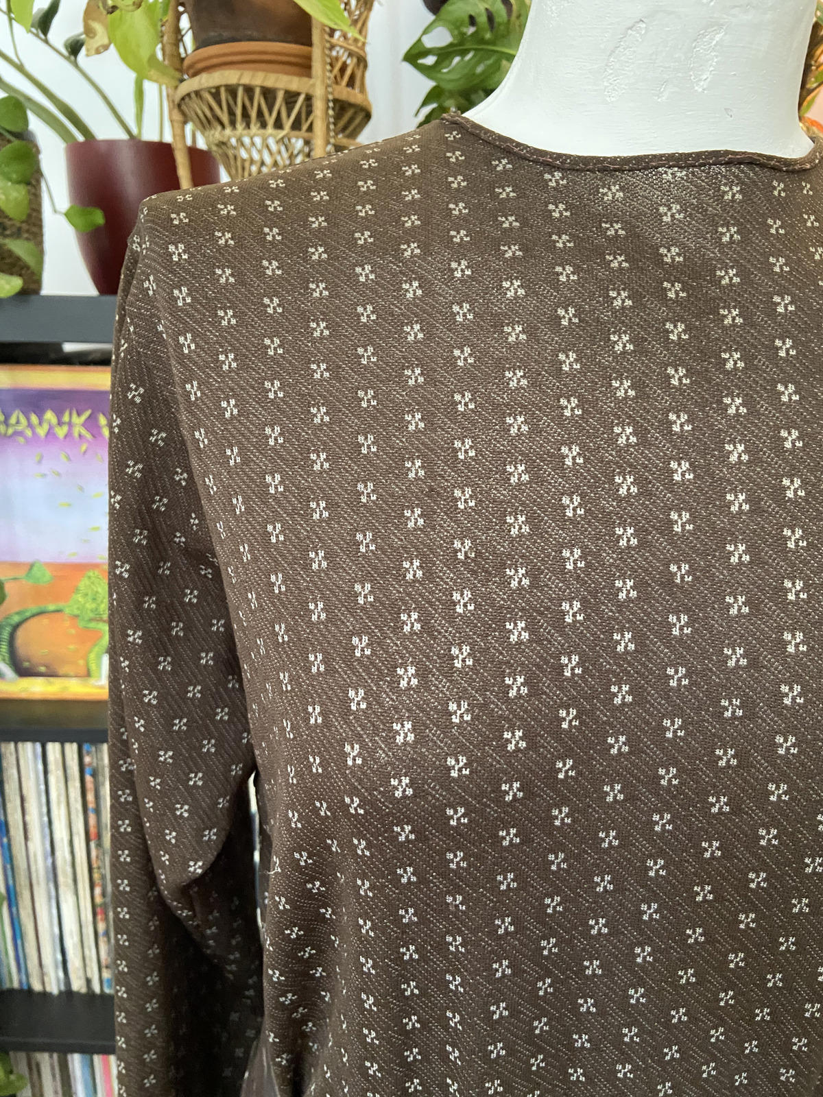 Vintage Brown Fit and Flare Midi Dress