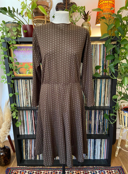 Vintage Brown Fit and Flare Midi Dress