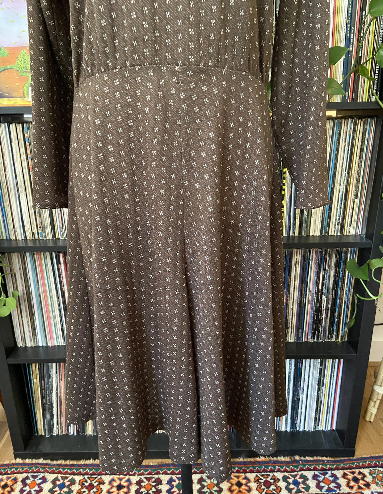 Vintage Brown Fit and Flare Midi Dress