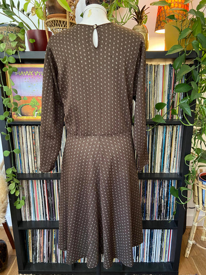 Vintage Brown Fit and Flare Midi Dress