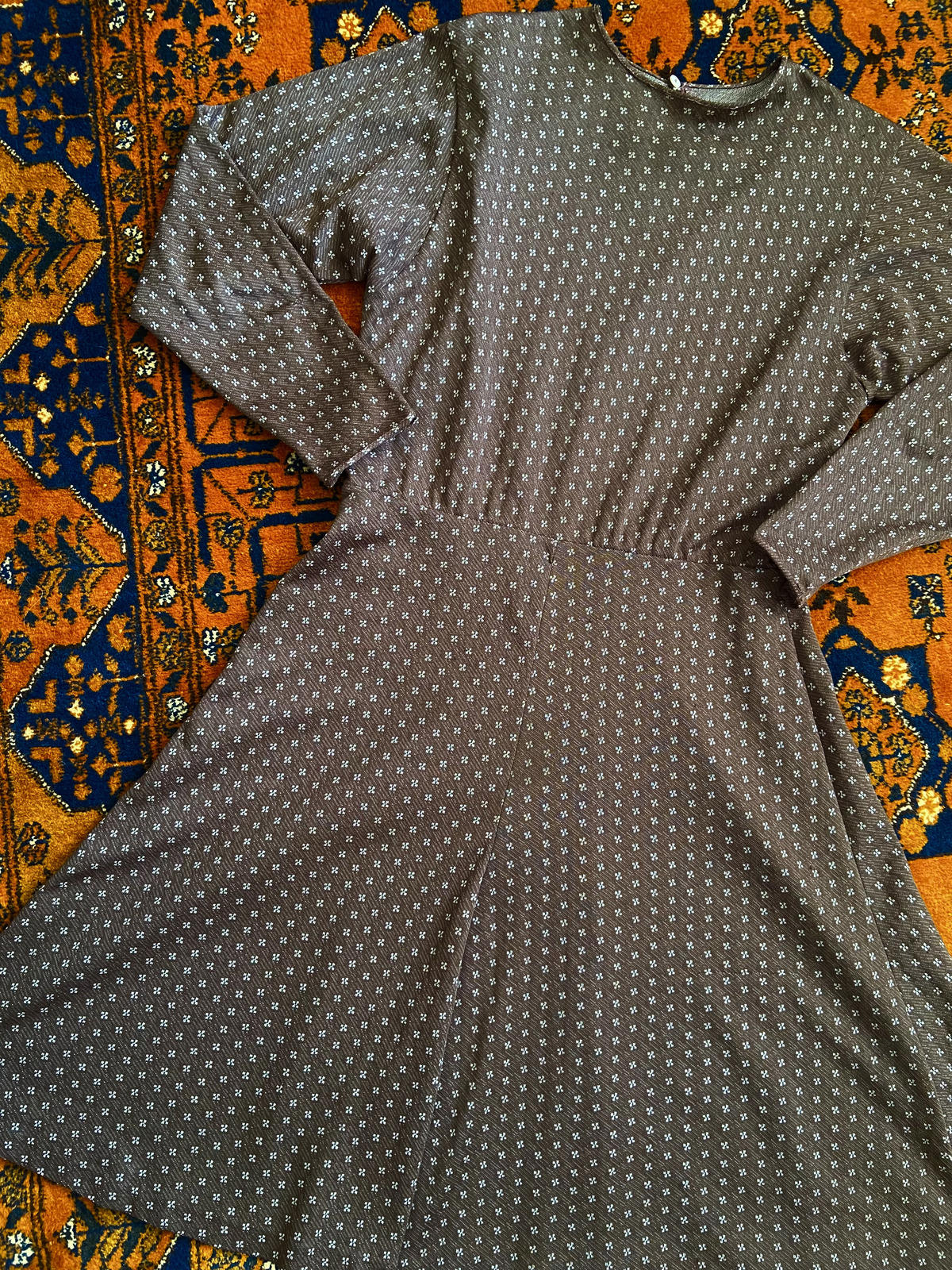 Vintage Brown Fit and Flare Midi Dress