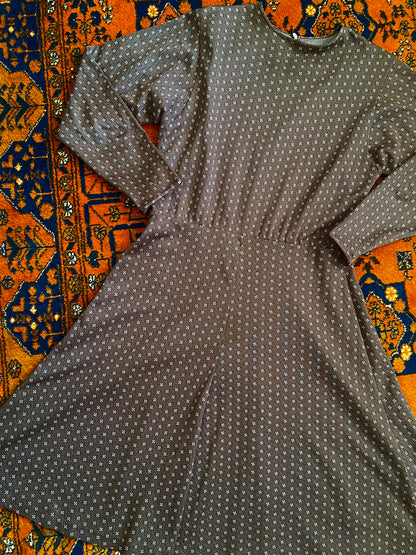 Vintage Brown Fit and Flare Midi Dress