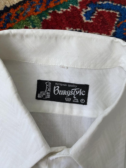 Vintage XL 1970s Woven Herringbone Dagger Collar Shirt