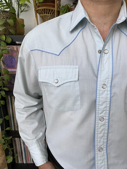 Vintage 1970s Pale Blue Western Shirt