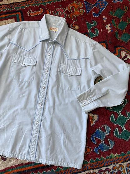 Vintage 1970s Pale Blue Western Shirt