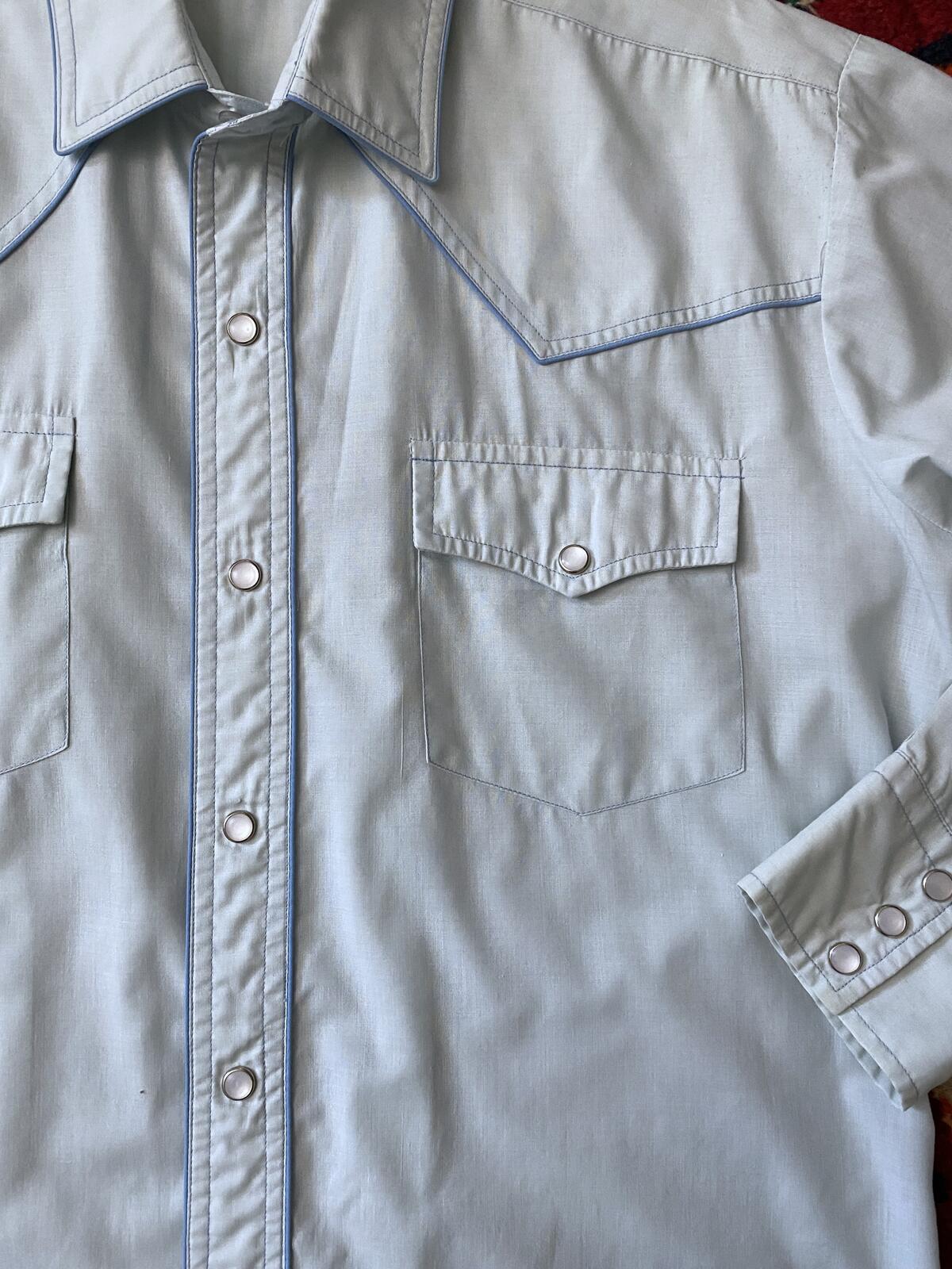 Vintage 1970s Pale Blue Western Shirt