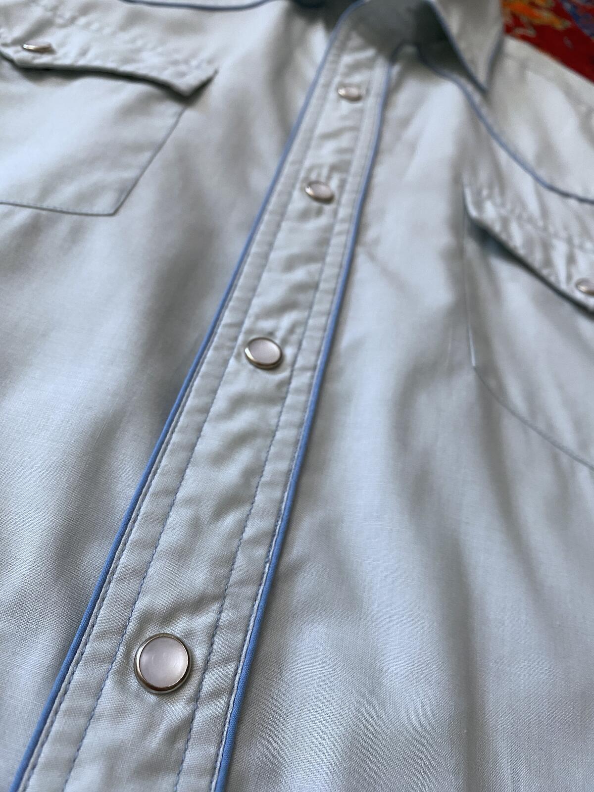 Vintage 1970s Pale Blue Western Shirt